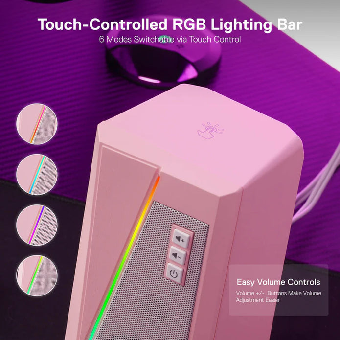 Redragon ANVIL GS520 RGB Stereo Gaming  Speaker ,Pink