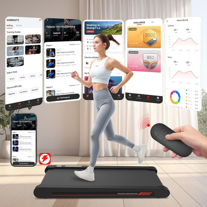 Walking Vibration Pad,Under Desk Treadmills for Home,4 in 1 Vibration Plate Exercise Machine,Portable Walking Pad,350 Lb Capacity Multifunctional Treadmill