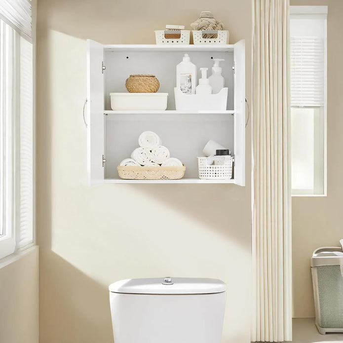 SoBuy Bathroom Wall Cabinet with 2 Doors & Adjustable Shelf, White