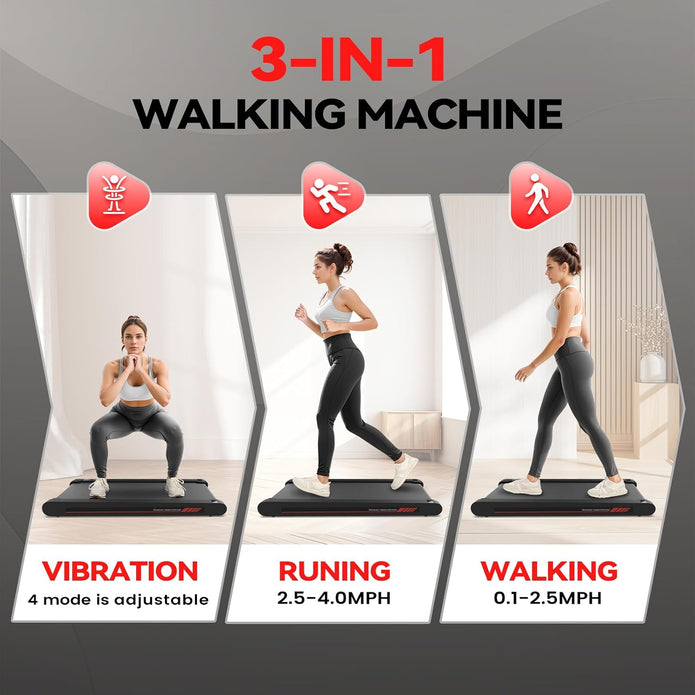 Walking Vibration Pad,Under Desk Treadmills for Home,4 in 1 Vibration Plate Exercise Machine,Portable Walking Pad,350 Lb Capacity Multifunctional Treadmill