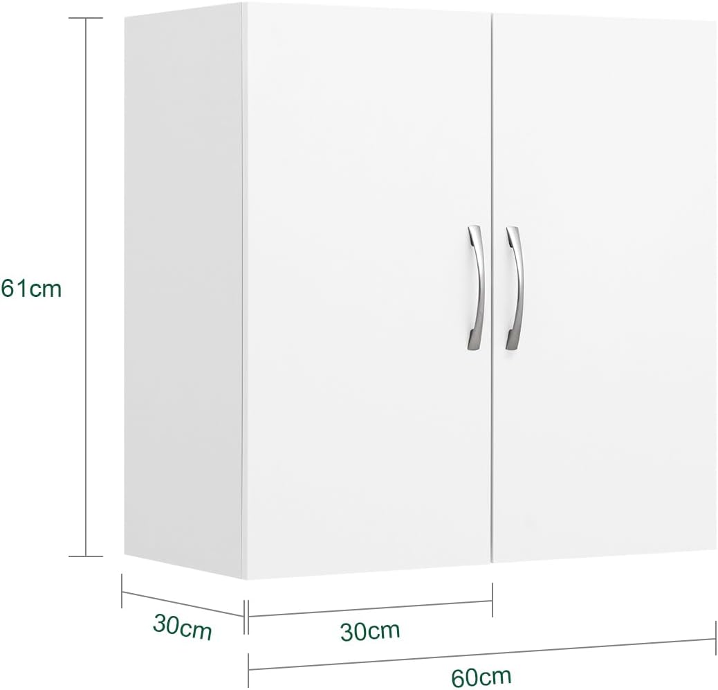 SoBuy Bathroom Wall Cabinet with 2 Doors & Adjustable Shelf, White