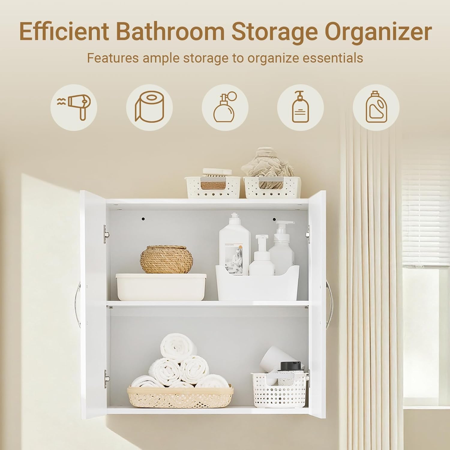 SoBuy Bathroom Wall Cabinet with 2 Doors & Adjustable Shelf, White