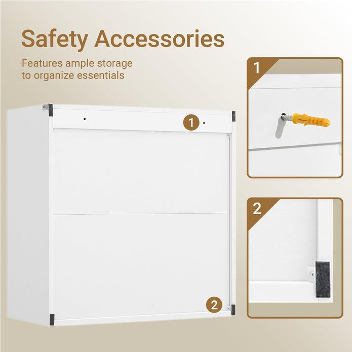 SoBuy Bathroom Wall Cabinet with 2 Doors & Adjustable Shelf, White