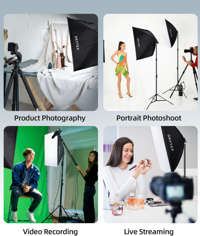 Skytex Softbox Lighting Kit 2Pack 20x28in Soft Box | 85W 2700-6400K E27 LED Bulb Continuous Photography Lighting