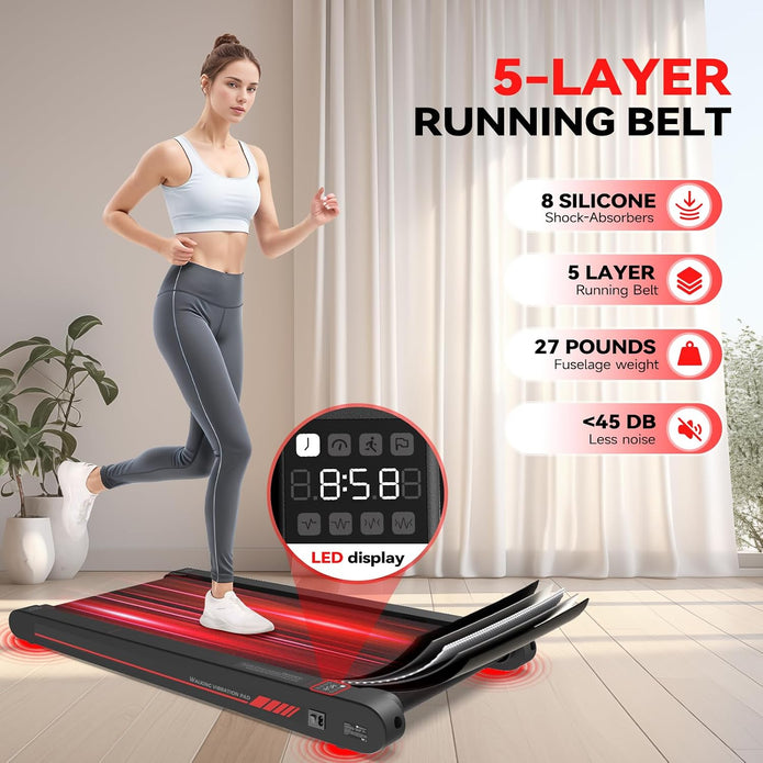Walking Vibration Pad,Under Desk Treadmills for Home,4 in 1 Vibration Plate Exercise Machine,Portable Walking Pad,350 Lb Capacity Multifunctional Treadmill