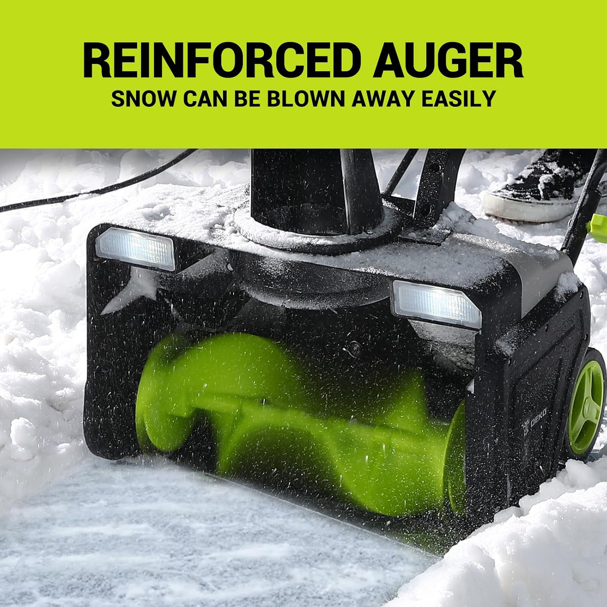 Snow Blower:15A Motor, 20-Inch Electric Snow Blower, Electric Snow Shovel with 25ft Throwing Distance, Dual LED Lights, 3300rpm Snow Thrower DEKOPRO