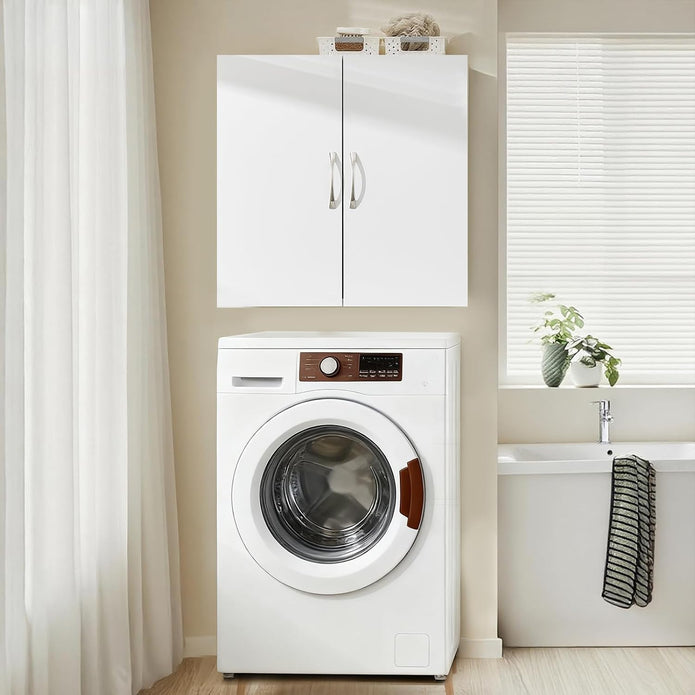 SoBuy Bathroom Wall Cabinet with 2 Doors & Adjustable Shelf, White