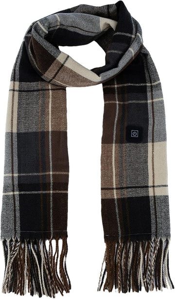 Smart Electric Heating Scarf, Usb-powered Winter Heating Scarf, Plaid Winter Camping Scarf, Unisex Fashionable Plaid and Tassel Design, Thermal Heated Scarf With 3 Heating Modes for Cold Winter