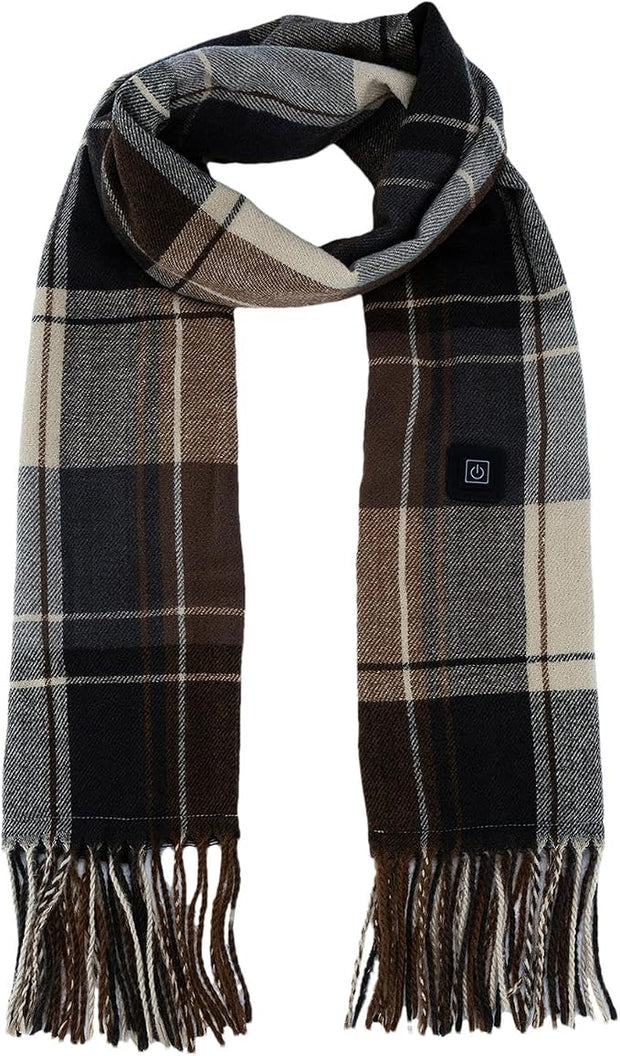 Smart Electric Heating Scarf, Usb-powered Winter Heating Scarf, Plaid Winter Camping Scarf, Unisex Fashionable Plaid and Tassel Design, Thermal Heated Scarf With 3 Heating Modes for Cold Winter