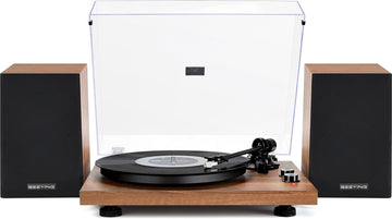 SEEYING Record Player Vinyl Bluetooth Turntable with 36 Watt Stereo Bookshelf Speakers, Hi-Fi System with Magnetic Cartridge, USB Recording and Auto Stop