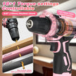 SHALL 43-Piece Pink Cordless Drill Set, 12V Electric Drill, 3/8