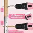 SHALL 43-Piece Pink Cordless Drill Set, 12V Electric Drill, 3/8