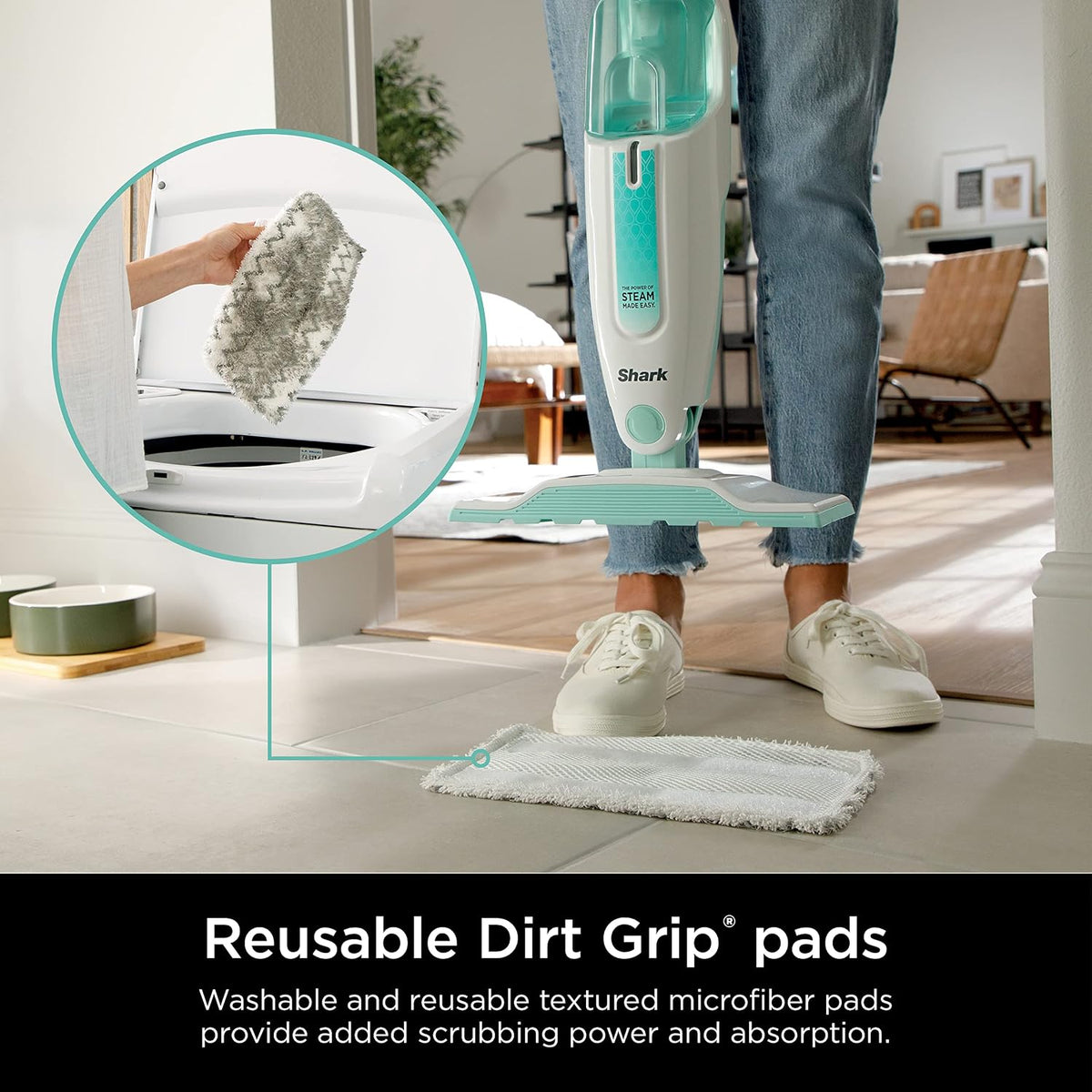 Shark S1000 Steam Mop with 1 Dirt Grip Pads, Lightweight, Safe for all Sealed Hard Floors