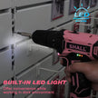 SHALL 43-Piece Pink Cordless Drill Set, 12V Electric Drill, 3/8