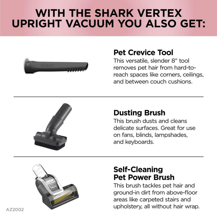 Shark Vertex DuoClean PowerFin Upright Vacuum with Powered Lift-Away and Self-Cleaning Brushroll, Rose Gold