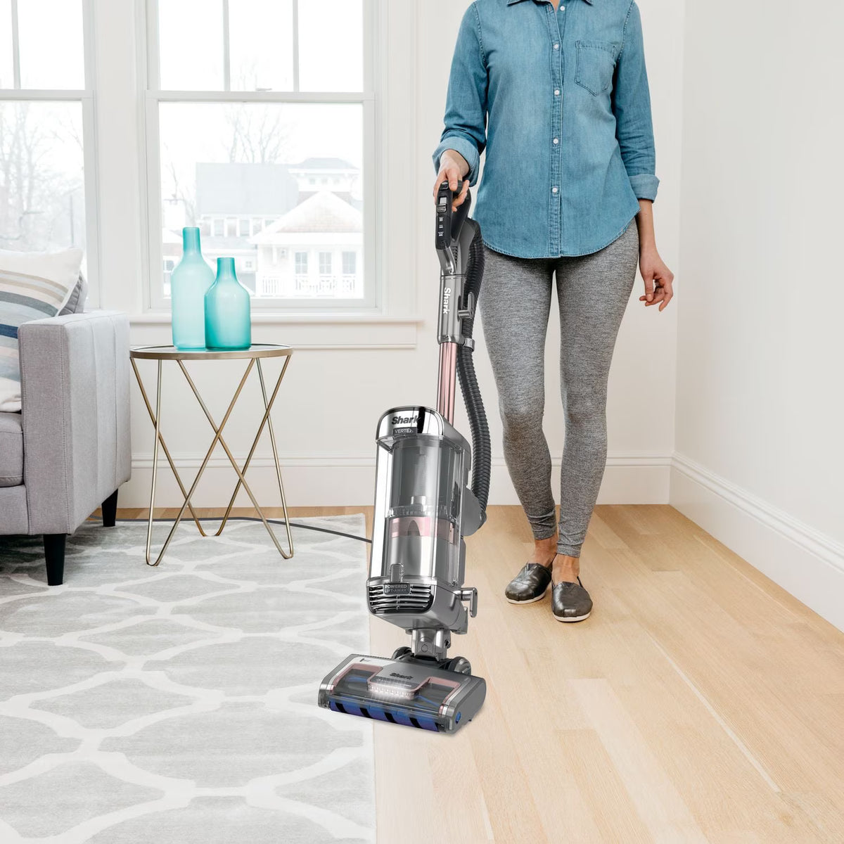 Shark Vertex DuoClean PowerFin Upright Vacuum with Powered Lift-Away and Self-Cleaning Brushroll, Rose Gold