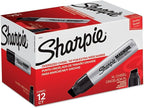 Sharpie Magnum Permanent Markers, XL Chisel Tip, Black, 12/Pack