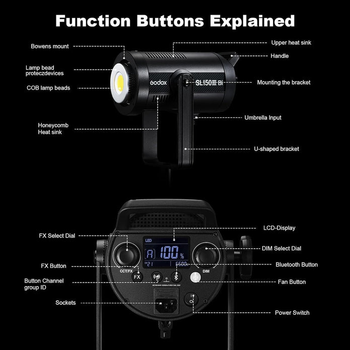 NEW / OPEN BOX GODOX SL150IIIBi LED Video Light, SL150III Bi-Color 2800-6500K Continuous Light