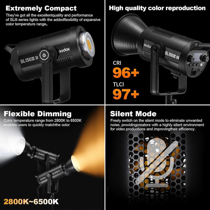 NEW / OPEN BOX GODOX SL150IIIBi LED Video Light, SL150III Bi-Color 2800-6500K Continuous Light