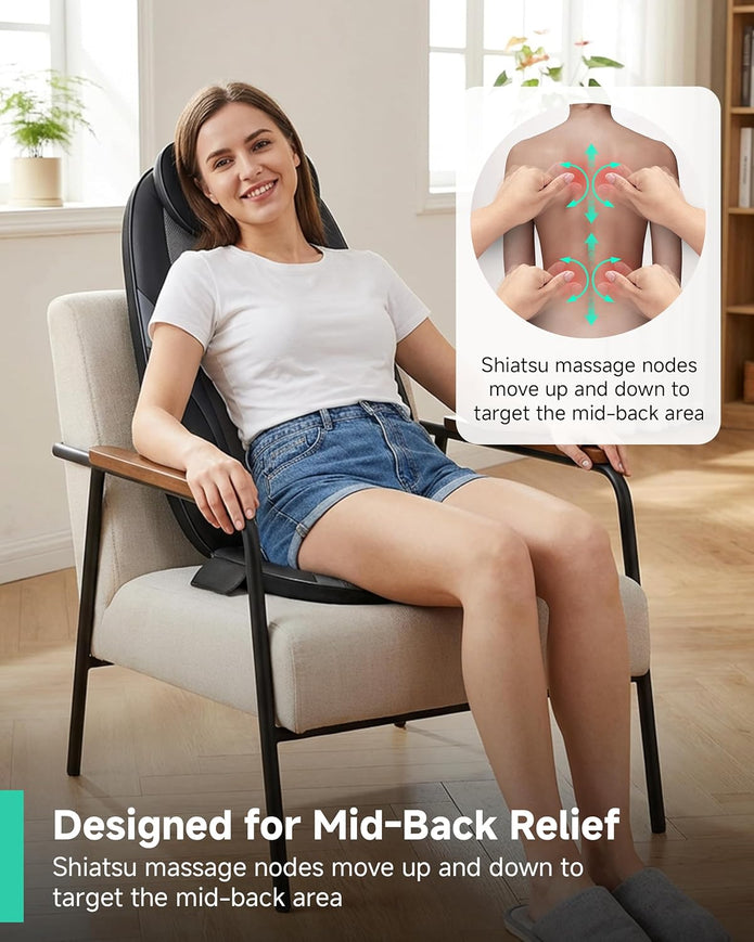 Shiatsu Back Massager with Heat, Massage Chair Pad for Home Office