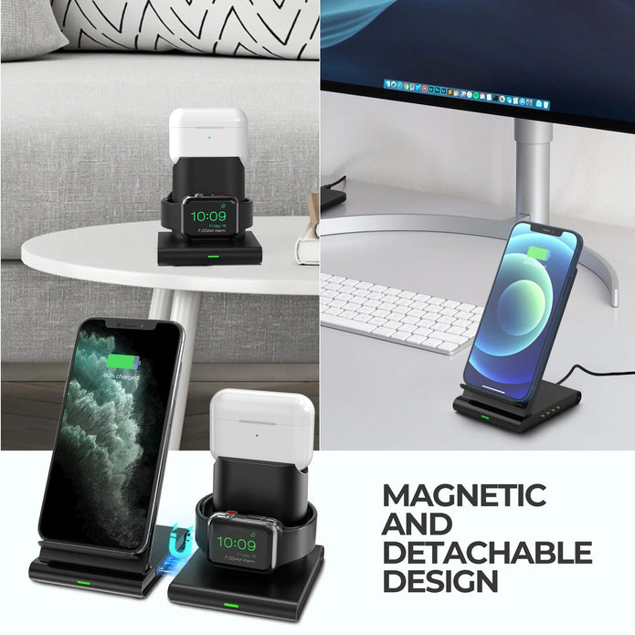NEW Seneo PA191B 3 in 1 Wireless Charging Stand with iWatch and AirPods