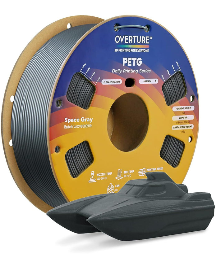 Case of 10 KG OVERTURE PETG Filament 1.75mm, High Speed 3D Printer Filament, Neatly Wound & Clog-Free, 1kg Spool (2.2lbs) Rapid PETG, Dimensional Accuracy +/- 0.02mm
