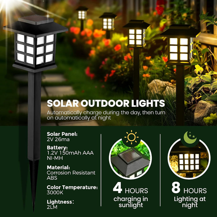 Solar Outdoor Lights, 12 Pack LED Solar Lights Outdoor Waterproof, Solar Walkway Lights Maintain 10 Hours of Lighting for Your Garden, Landscape, Path, Yard, Patio, Driveway