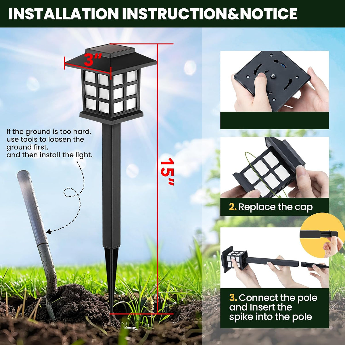 Solar Outdoor Lights, 12 Pack LED Solar Lights Outdoor Waterproof, Solar Walkway Lights Maintain 10 Hours of Lighting for Your Garden, Landscape, Path, Yard, Patio, Driveway