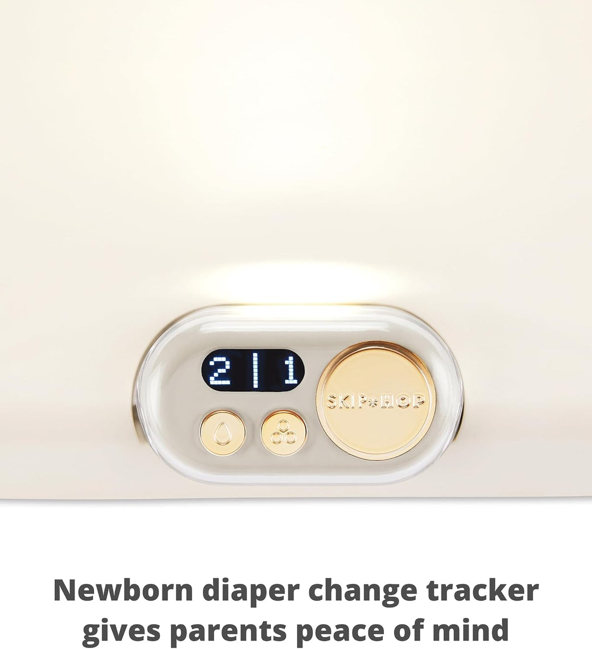 Skip Hop Baby Changing Pad Nursery Style Light-Up & Diaper Change Tracker Wipeable and Contoured with Cushioned Foam Fits Standard Changing Tables Oat