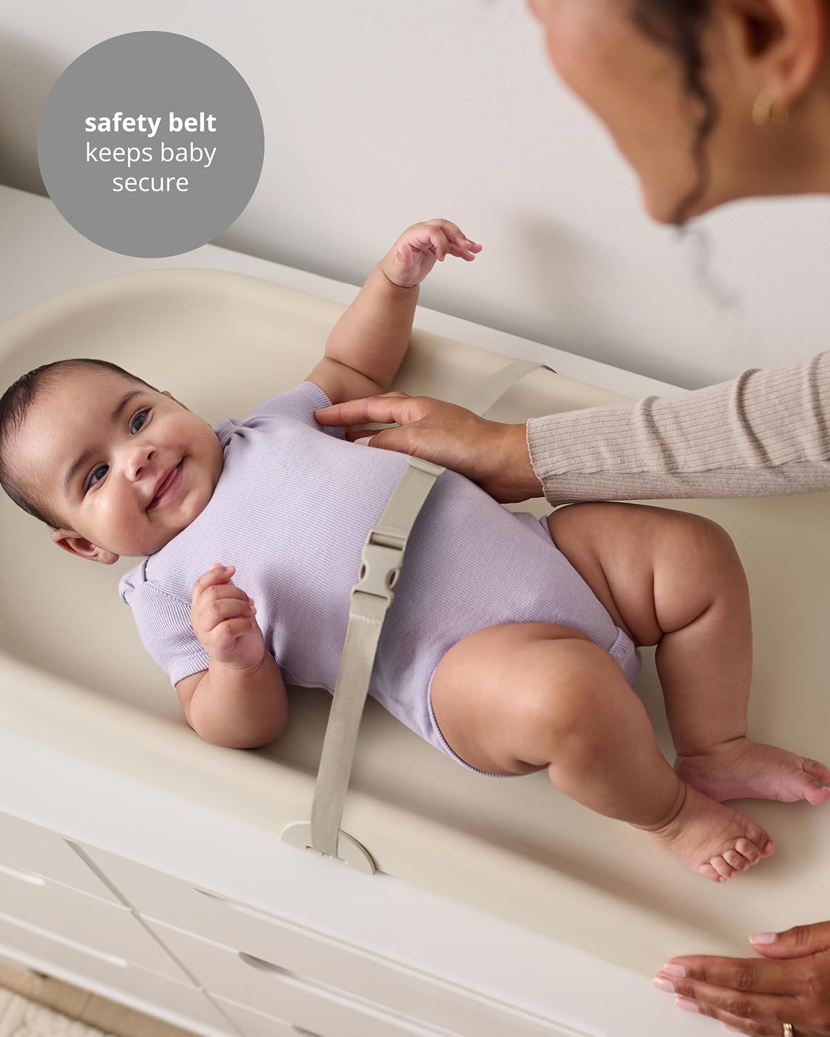 Skip Hop Baby Changing Pad Nursery Style Light-Up & Diaper Change Tracker Wipeable and Contoured with Cushioned Foam Fits Standard Changing Tables Oat