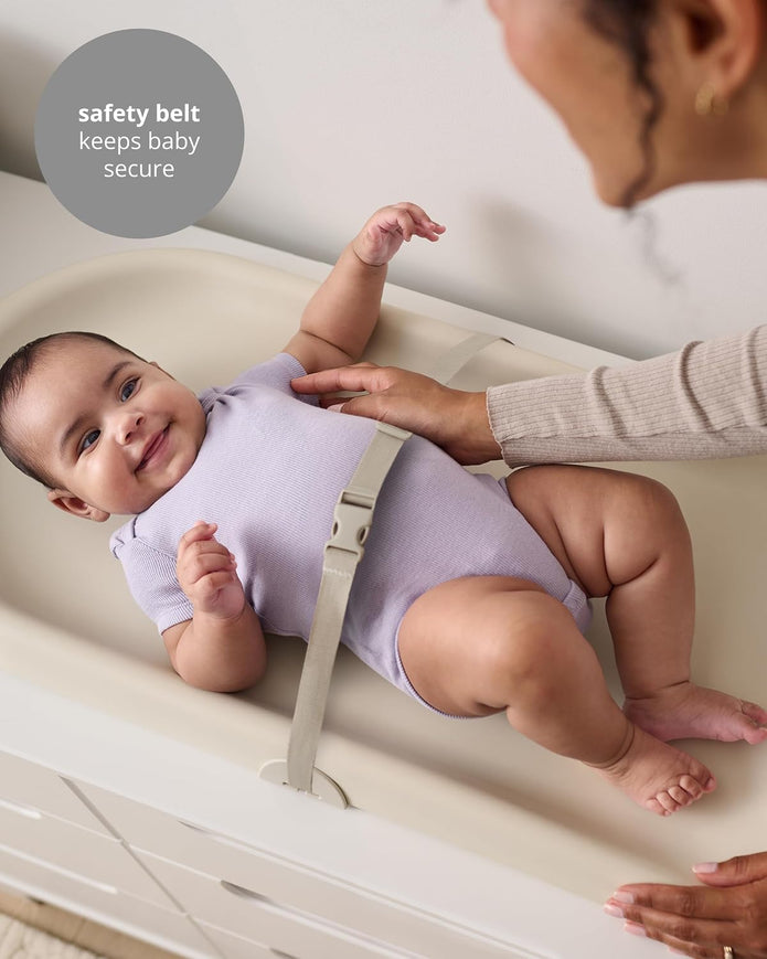 Skip Hop Baby Changing Pad Nursery Style Light-Up & Diaper Change Tracker Wipeable and Contoured with Cushioned Foam Fits Standard Changing Tables Oat