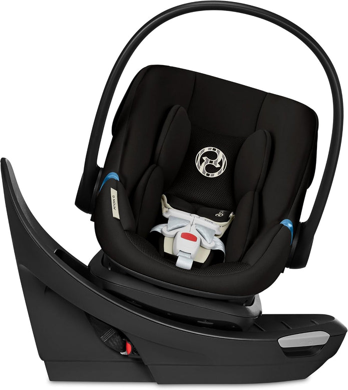 Cybex Aton G Swivel Infant Car Seat, 4–35 lbs, 180° Rotation, Safety Alerts Moon Black