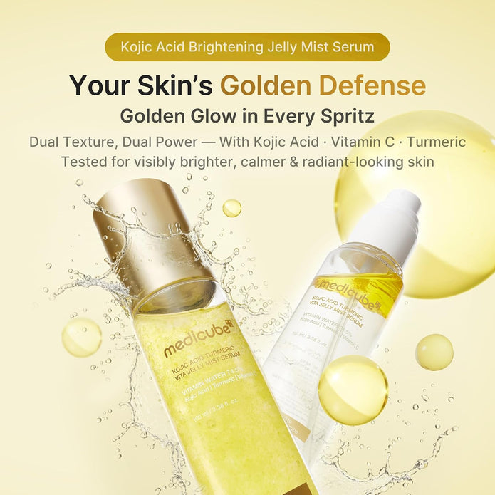 medicube Turmeric Vitamin Gold Jelly Mist Serum | 2-in-1 Daily Facial Spray and Serum | With Vitamin C, Turmeric, Panthenol for Hydrating, Calming Care | Lightweight, Refreshing Mist