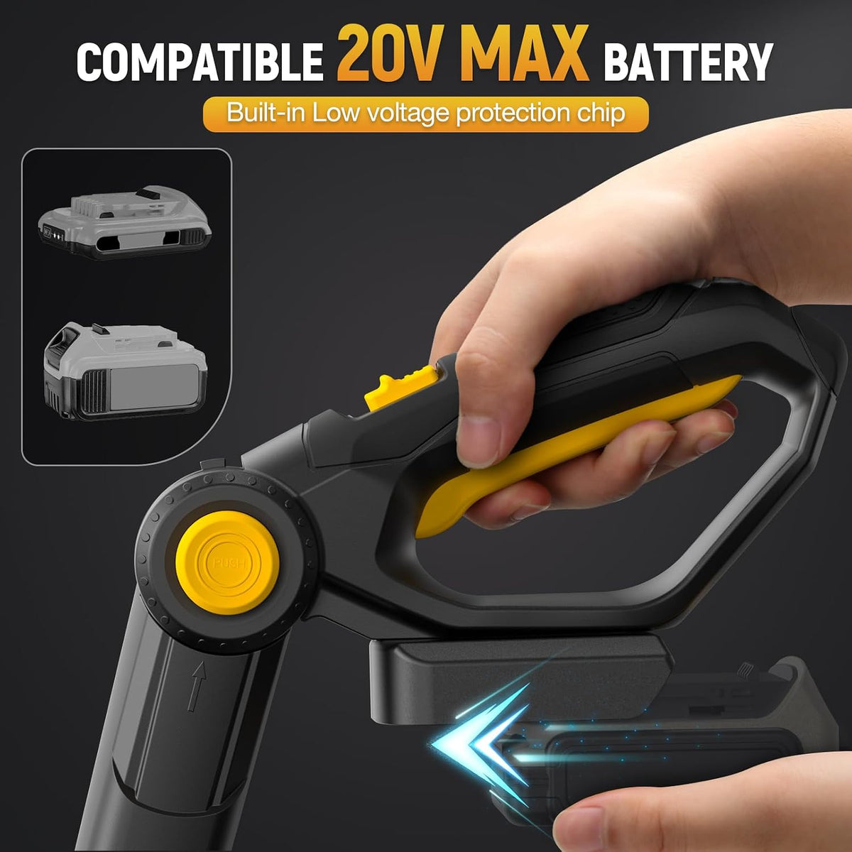 Cordless Tiller Cultivator Fit for DeWALT 20v Max Battery, 360RPM Electric Rototiller 20CM Tilling Width & 13CM Depth for Gardening & Farming(Battery not Included)