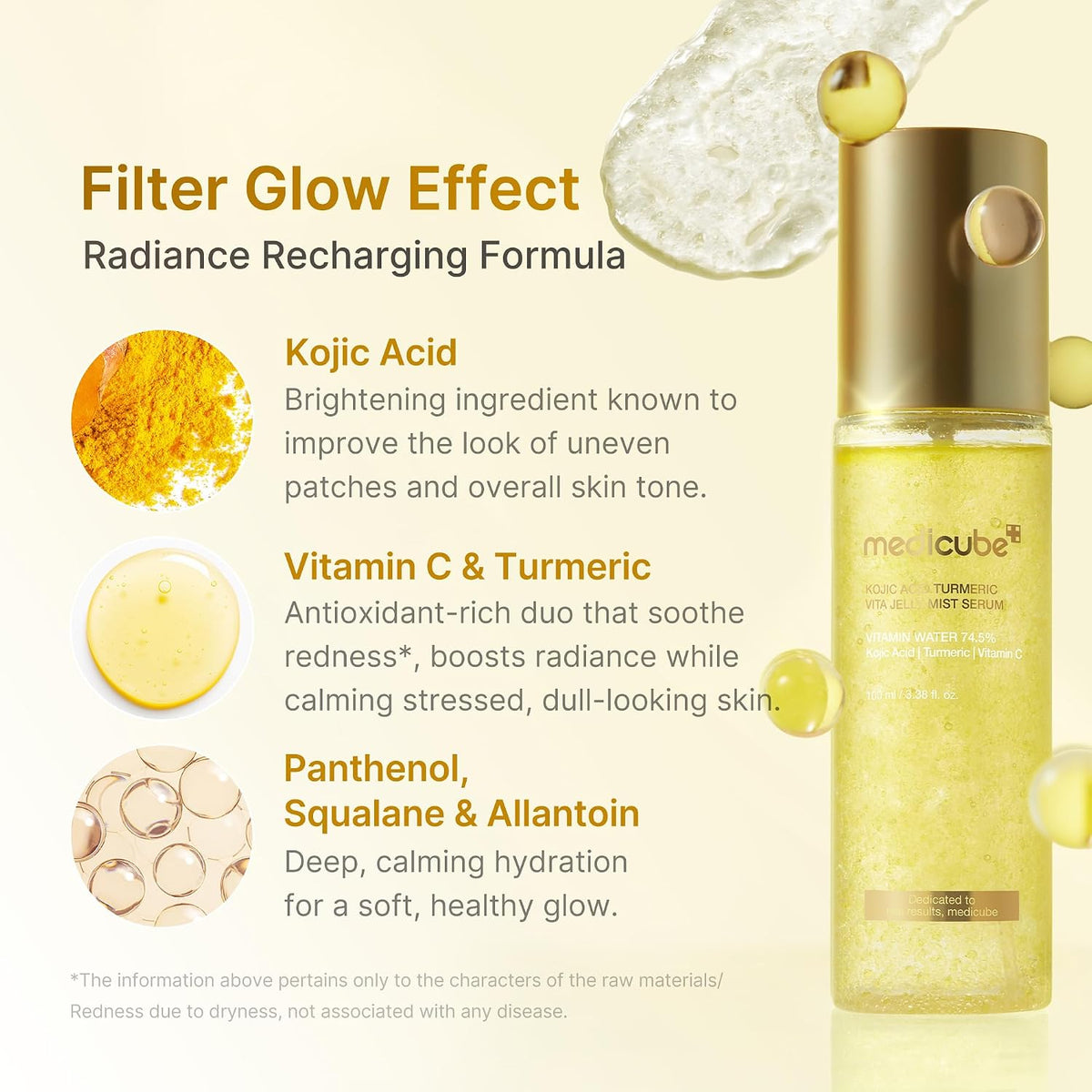 medicube Turmeric Vitamin Gold Jelly Mist Serum | 2-in-1 Daily Facial Spray and Serum | With Vitamin C, Turmeric, Panthenol for Hydrating, Calming Care | Lightweight, Refreshing Mist