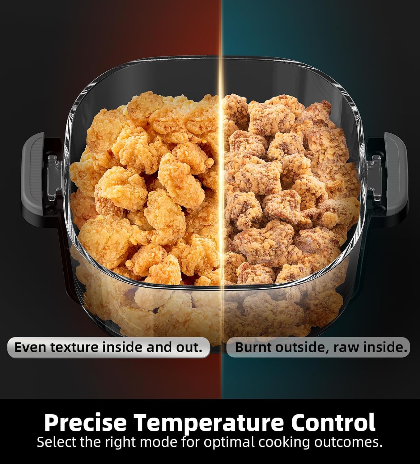 NEW / OPEN BOX Glass Air Fryer, 5-in-1 1500W Portable Air Fryer with 4QT & 6-Cup Glass Containers