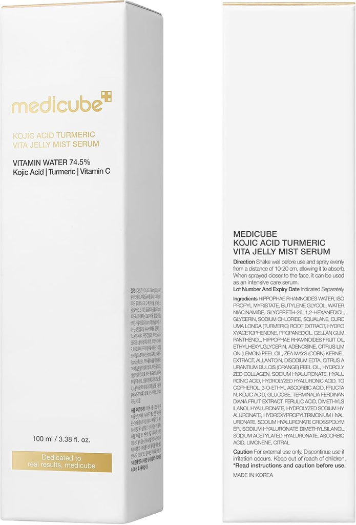 medicube Turmeric Vitamin Gold Jelly Mist Serum | 2-in-1 Daily Facial Spray and Serum | With Vitamin C, Turmeric, Panthenol for Hydrating, Calming Care | Lightweight, Refreshing Mist