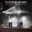 Tieasy Wall Mount Range Hood 30 inch Kitchen Hood 700 CFM with Ducted/Ductless Convertible Duct, Touch Control, Permanent Filters, Stainless Steel, 3 Speed Exhaust Fan, LED Light