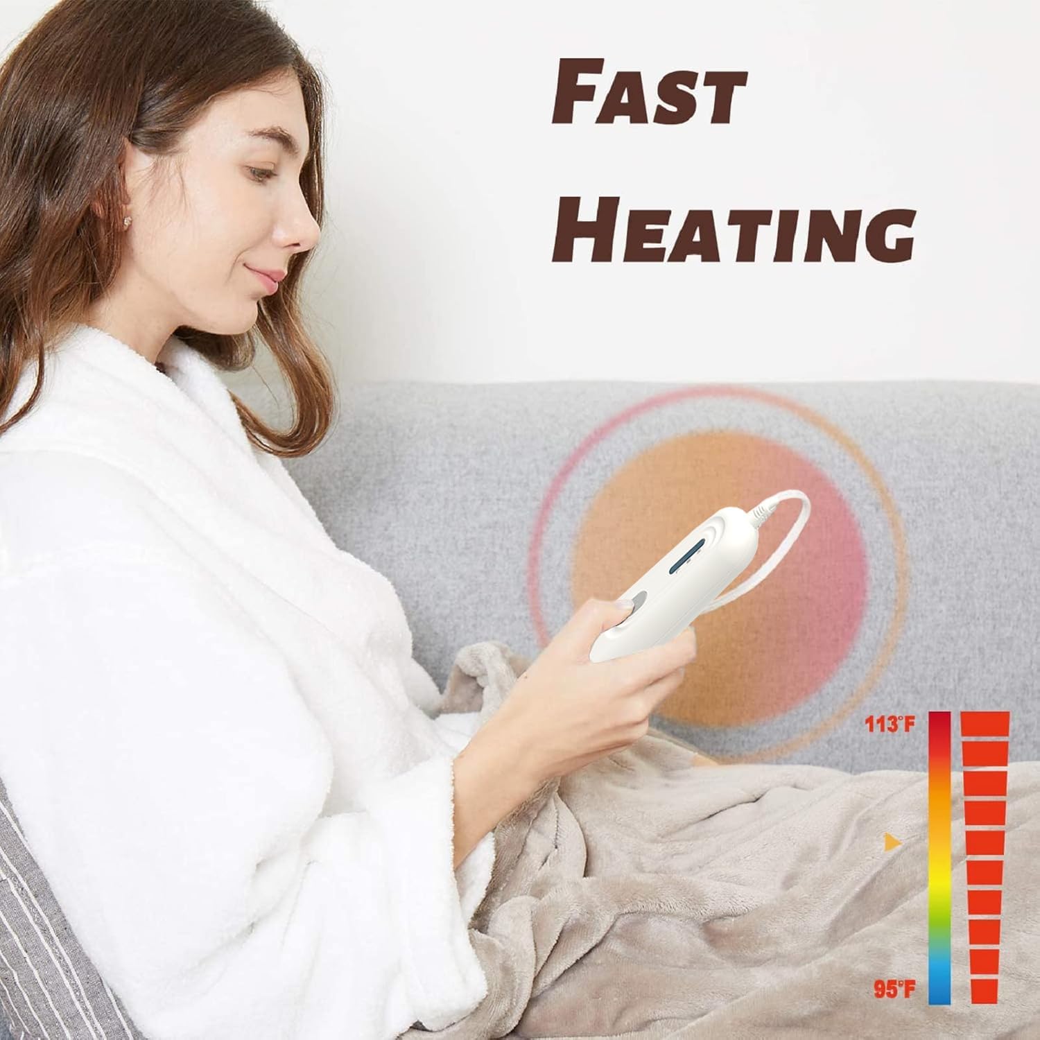 Tefici Electric Heated Blanket Throw, Super Cozy Soft Flannel 50