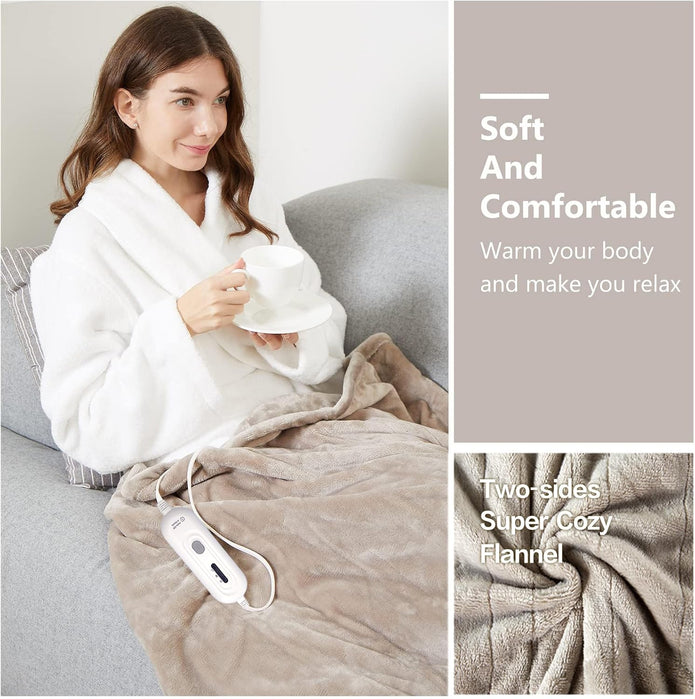 Tefici Electric Heated Blanket Throw, Super Cozy Soft Flannel 50