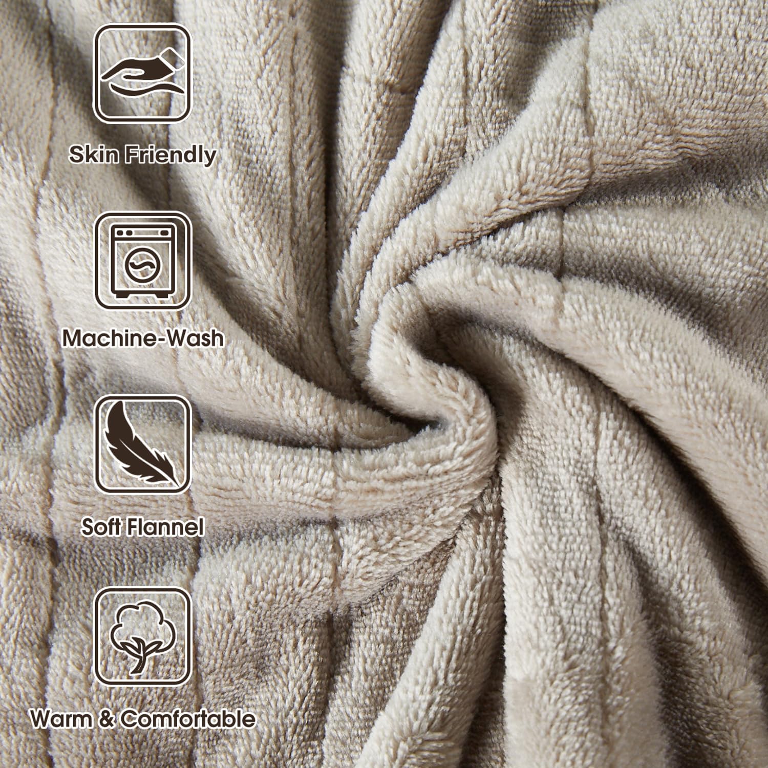 Tefici Electric Heated Blanket Throw, Super Cozy Soft Flannel 50