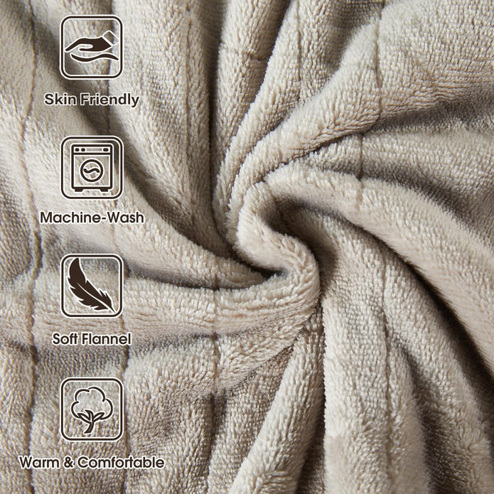 Tefici Electric Heated Blanket Throw, Super Cozy Soft Flannel 50
