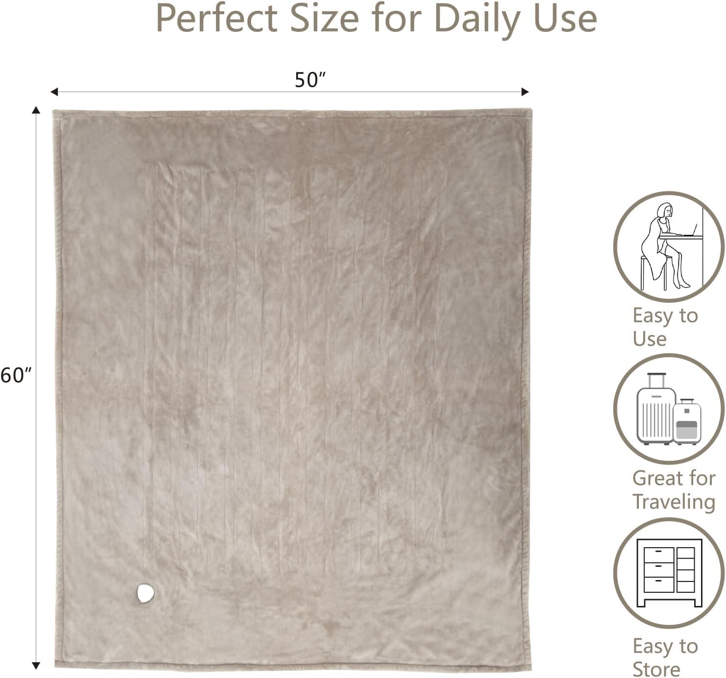 Tefici Electric Heated Blanket Throw, Super Cozy Soft Flannel 50
