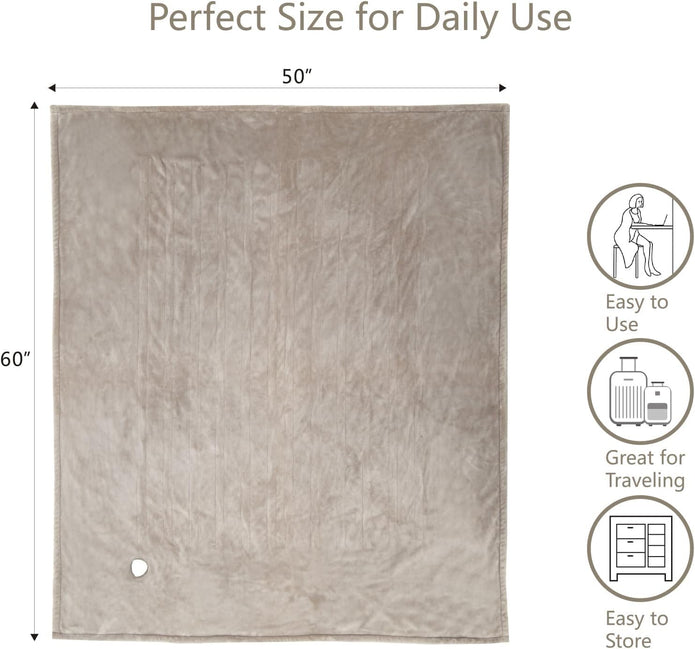 Tefici Electric Heated Blanket Throw, Super Cozy Soft Flannel 50