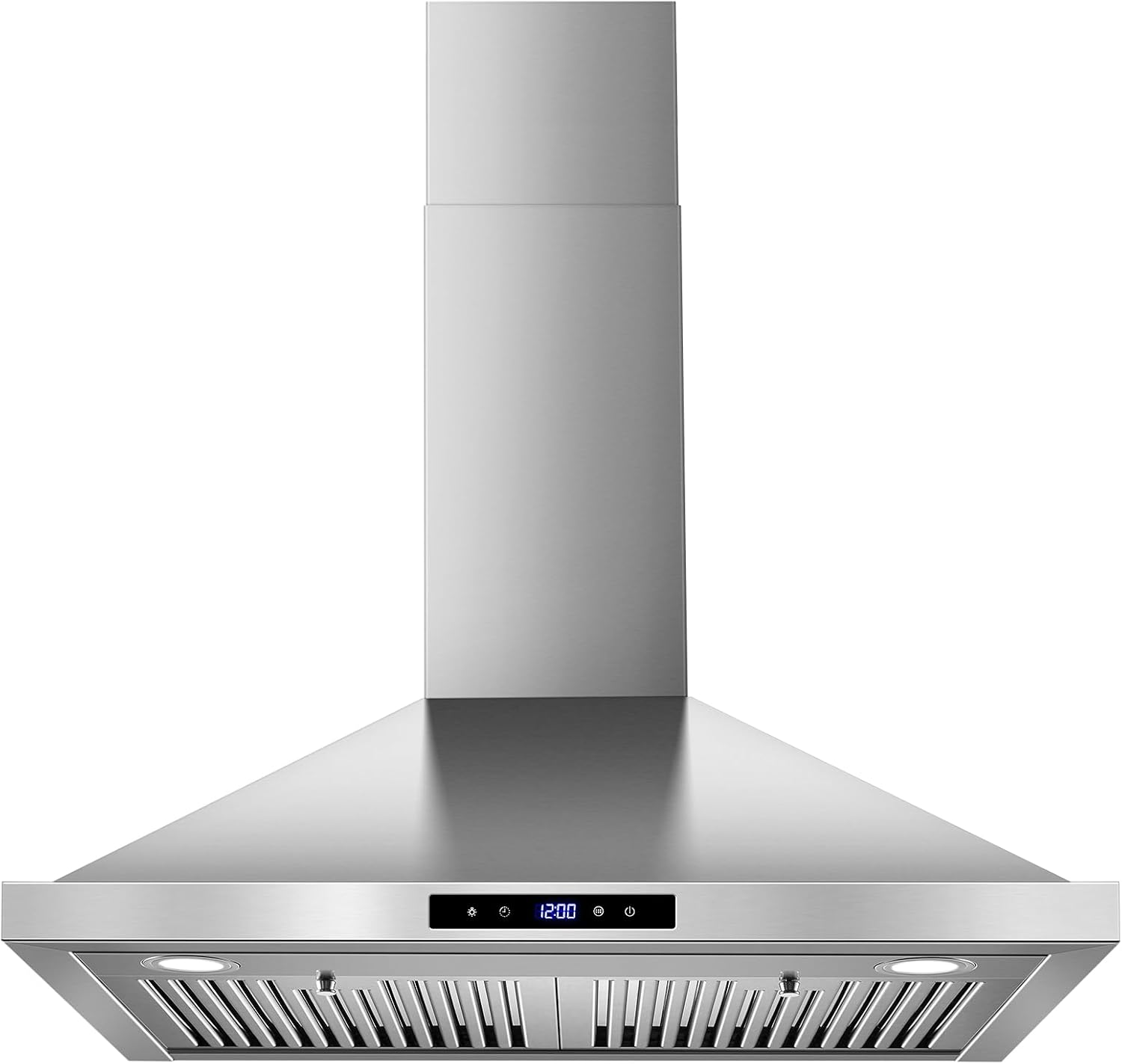 Tieasy Wall Mount Range Hood 30 inch Kitchen Hood 700 CFM with Ducted/Ductless Convertible Duct, Touch Control, Permanent Filters, Stainless Steel, 3 Speed Exhaust Fan, LED Light