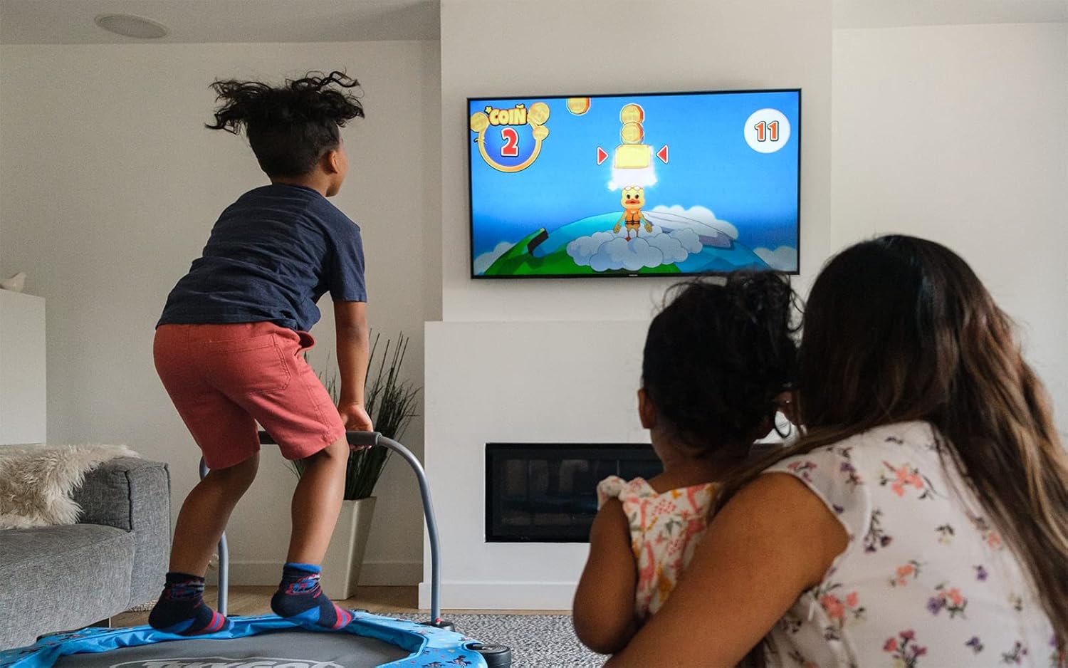 TekyGo! Plus Junior Bouncer Bundle, Plug & Play Interactive Educational Games for Toddlers, Indoor Trampoline and Sensor with 10 Pre-Installed Games