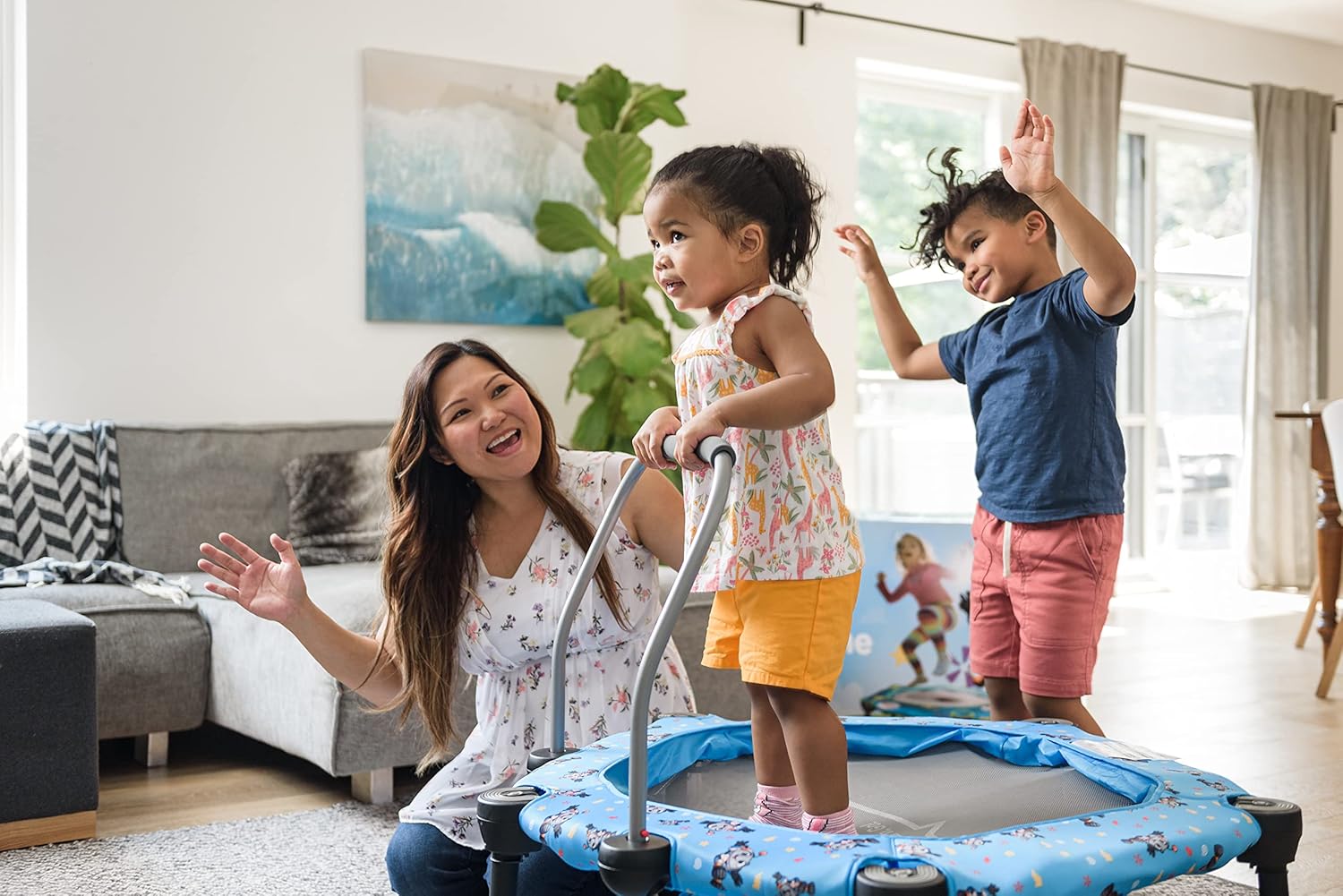 TekyGo! Plus Junior Bouncer Bundle, Plug & Play Interactive Educational Games for Toddlers, Indoor Trampoline and Sensor with 10 Pre-Installed Games