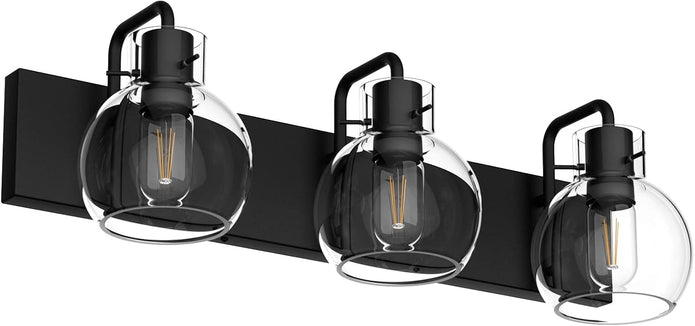 Tipace Industrial Bathroom Vanity Lighting Fixtures 3-Lights Farmhouse Matte Black Finish