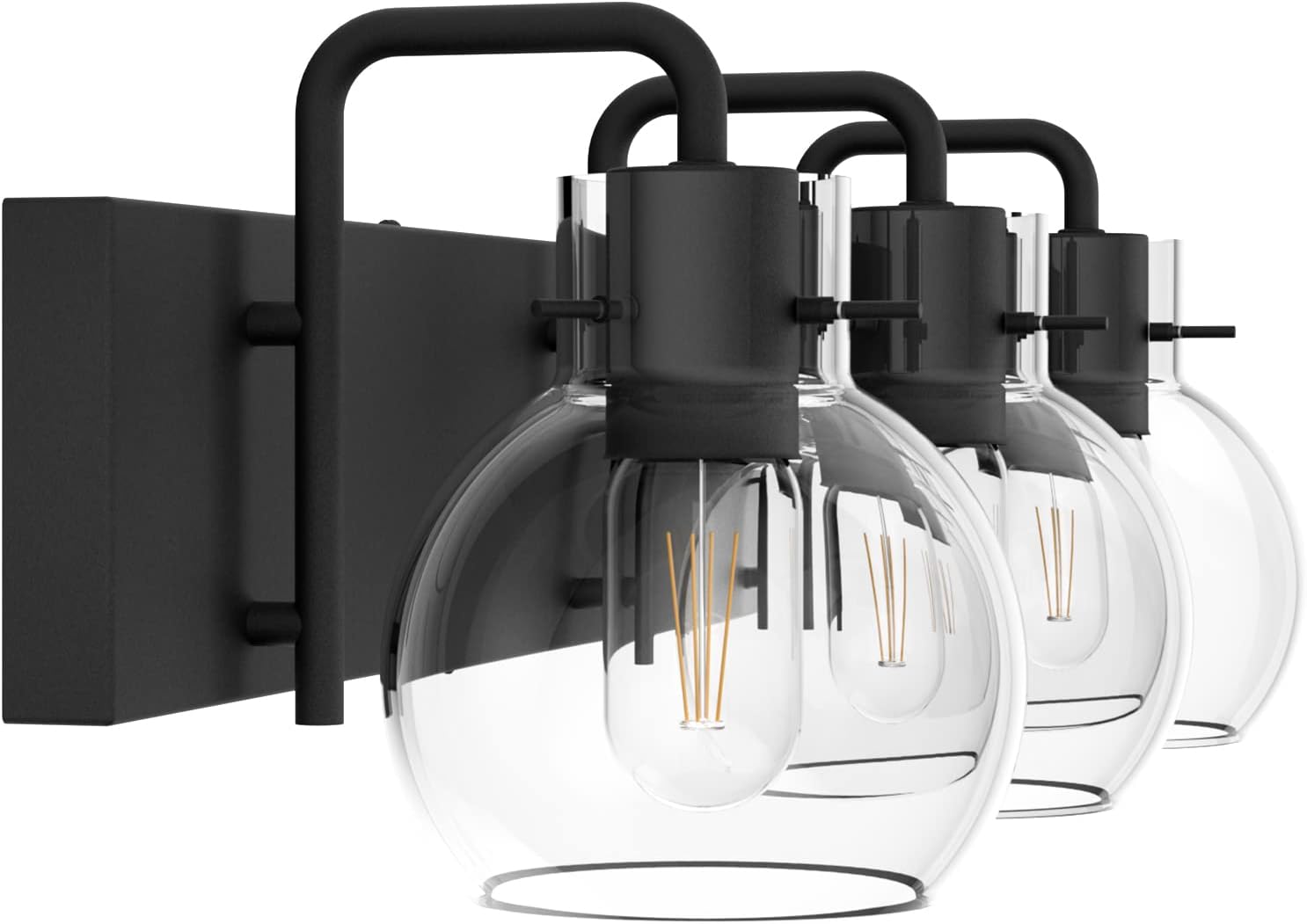Tipace Industrial Bathroom Vanity Lighting Fixtures 3-Lights Farmhouse Matte Black Finish