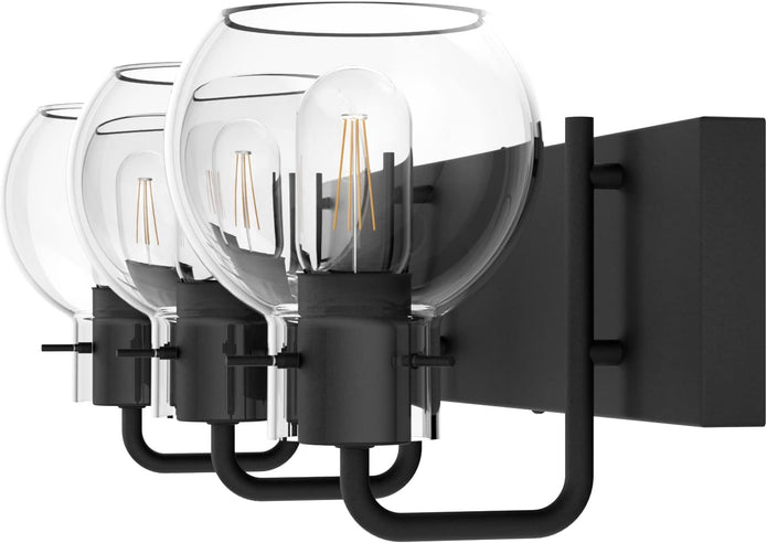 Tipace Industrial Bathroom Vanity Lighting Fixtures 3-Lights Farmhouse Matte Black Finish